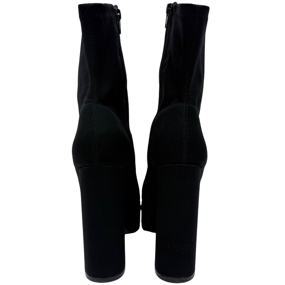 NIB Black Platform Open Toe Chunky Heel Lug Sole Casual Sexy Ankle Boots 10 - Picture 9 of 16
